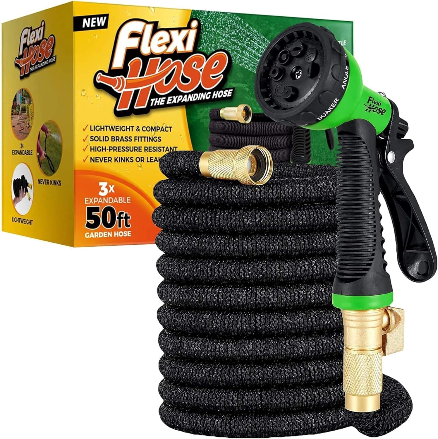 expandable garden hose coiled